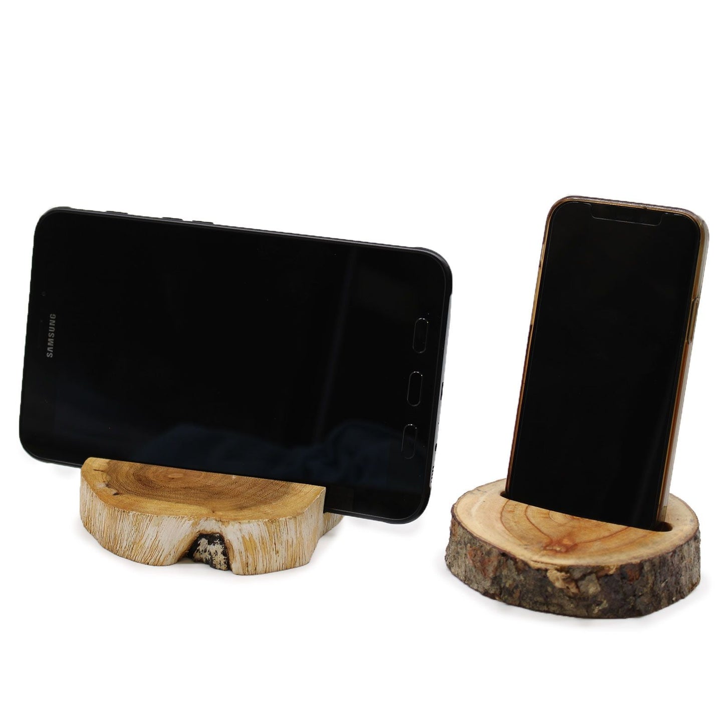 Large Gamal Wood Phone Holder - Whitewash - Luna Panther
