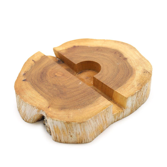 Large Gamal Wood Phone Holder - Whitewash - Luna Panther
