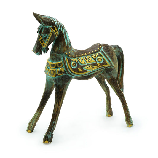 Large Gold & Turquoise Horse 32 cm - Luna Panther
