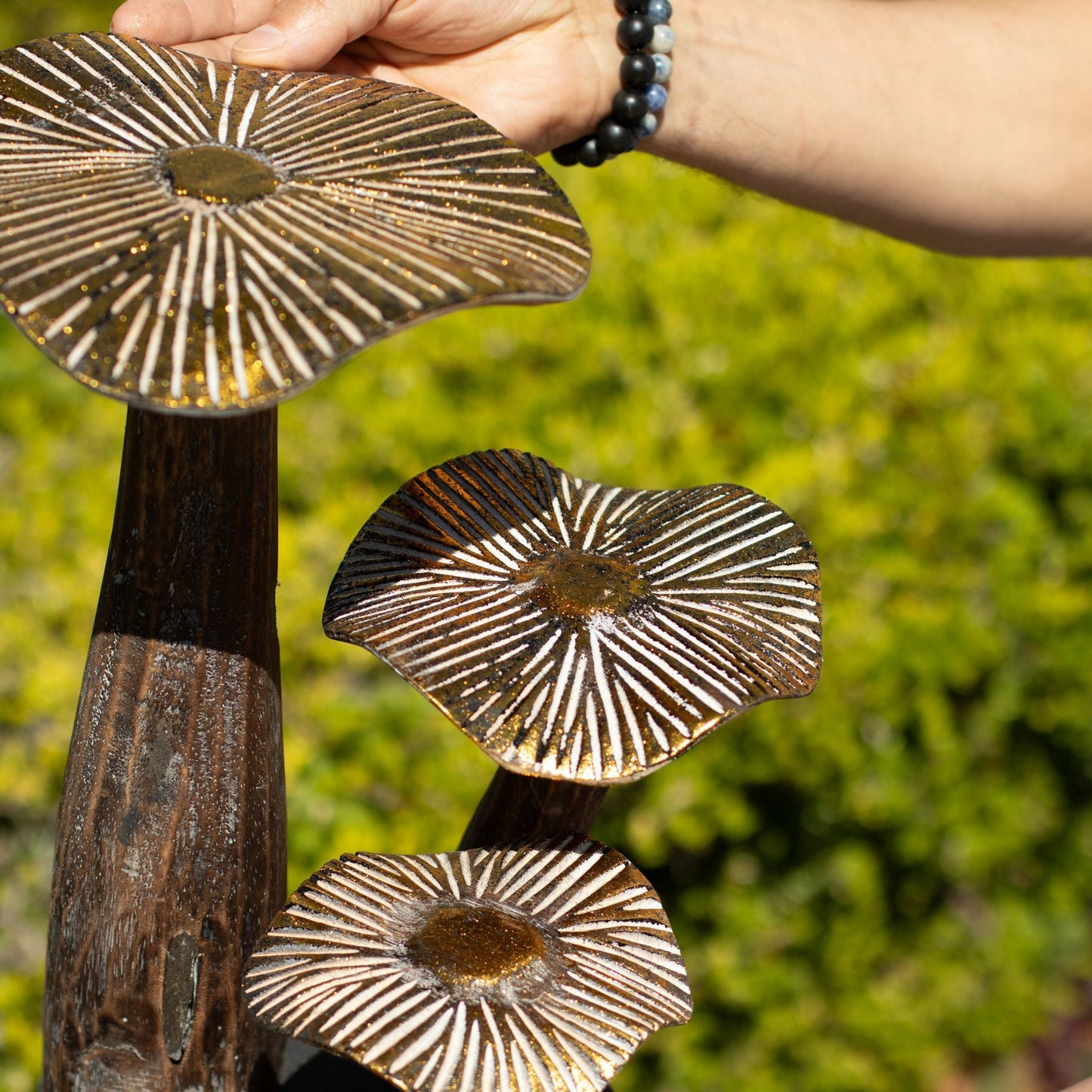 Large Golden Mushroom Art - 32cm - Natural - Luna Panther