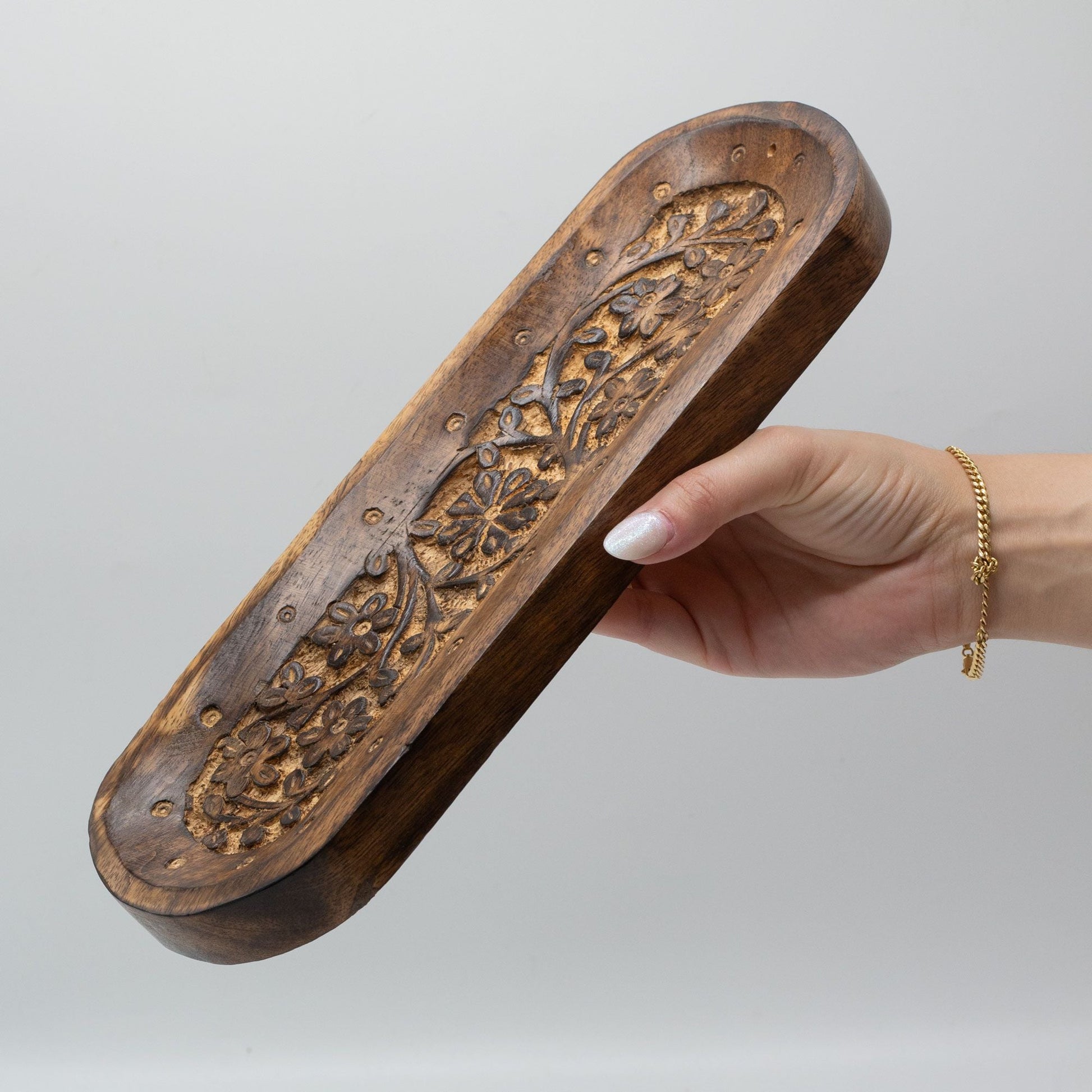 Large Incense Tray 30x10cm - Flower Design - Luna Panther