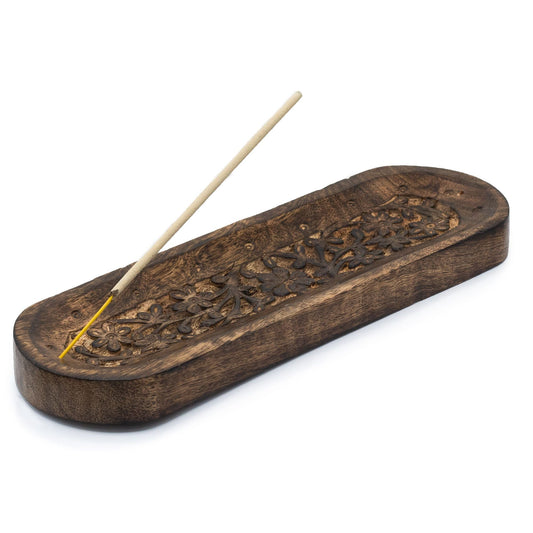 Large Incense Tray 30x10cm - Flower Design - Luna Panther