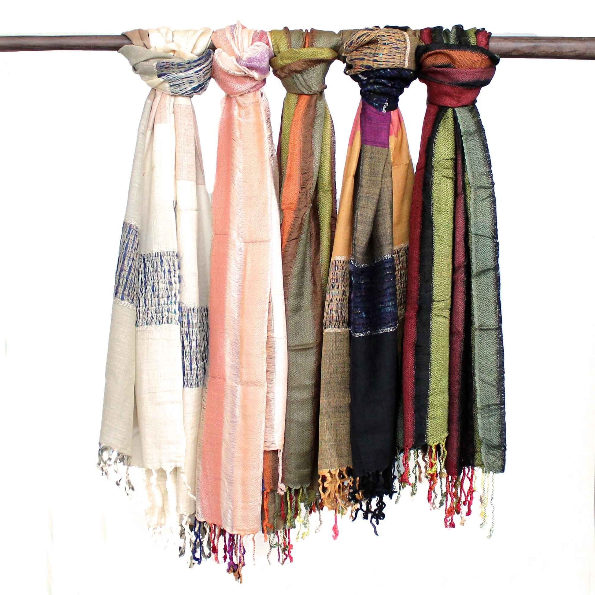 Large Indian Boho Scarves - 28x72cm - Random Greens - Luna Panther