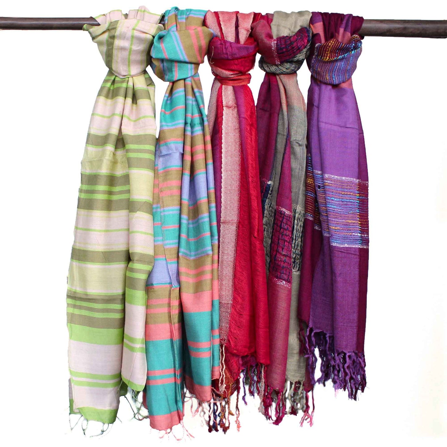 Large Indian Boho Scarves - 28x72cm - Random Purples - Luna Panther
