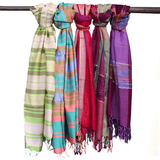 Large Indian Boho Scarves - 28x72cm - Random Purples - Luna Panther