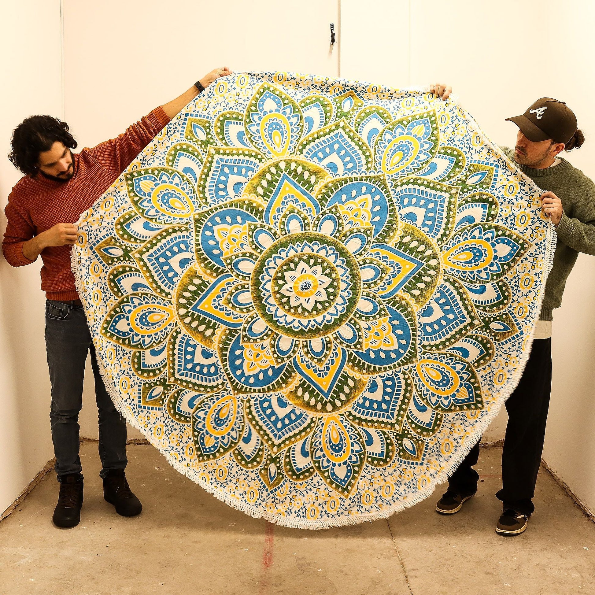 Large Mandala Roundy Art (180cm) - Yellow & Blue - Luna Panther