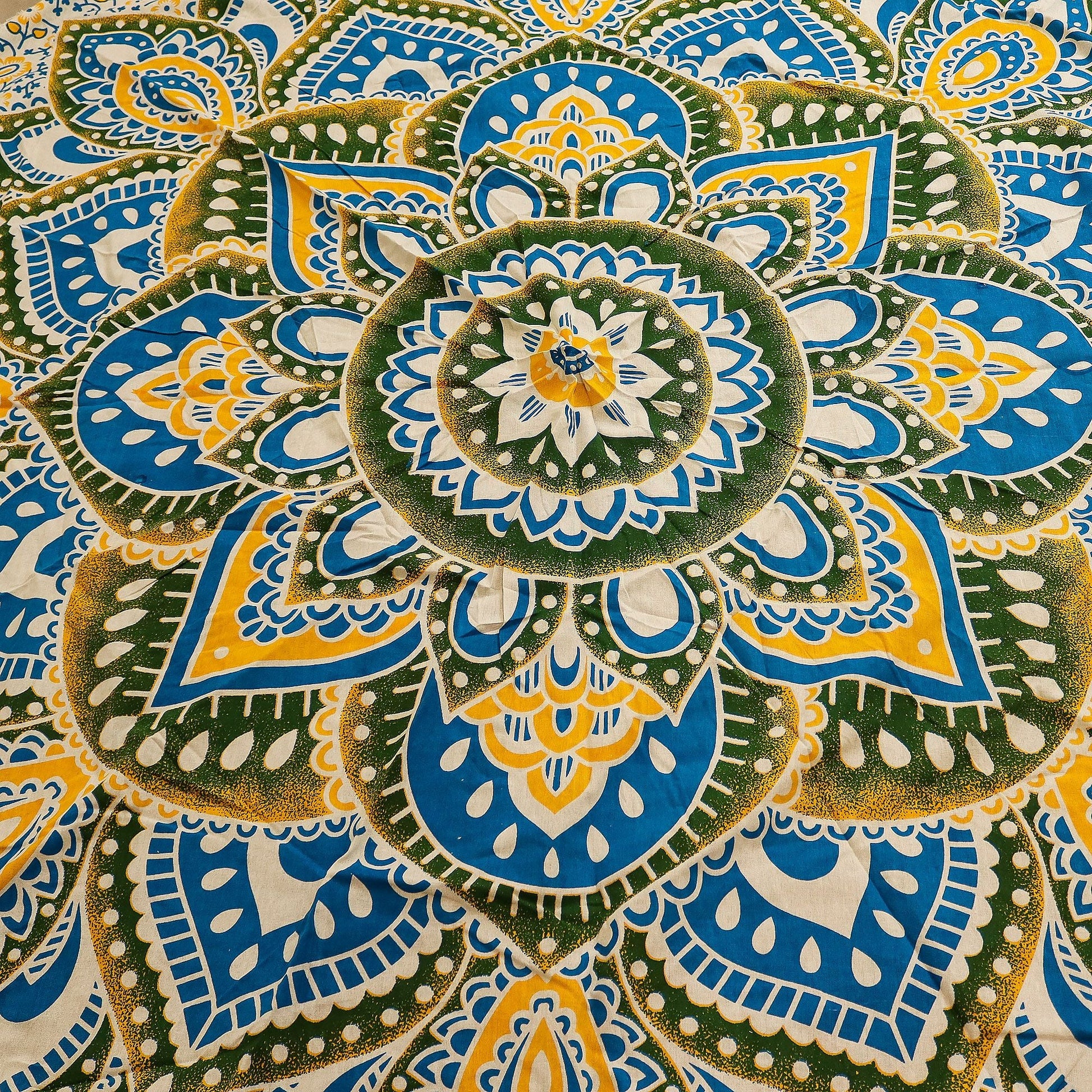 Large Mandala Roundy Art (180cm) - Yellow & Blue - Luna Panther