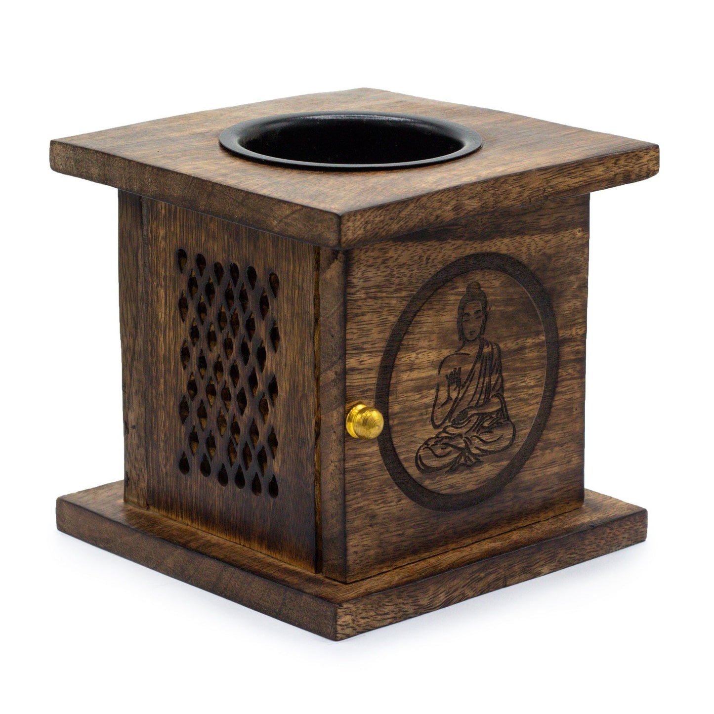 Polished Large Mango Box Burner - Buddha featuring natural patterning and unique variations - Luna Panther