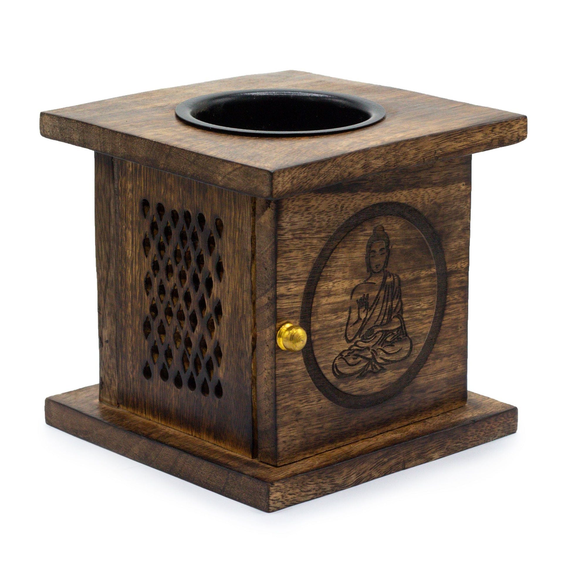 Polished Large Mango Box Burner - Buddha featuring natural patterning and unique variations - Luna Panther