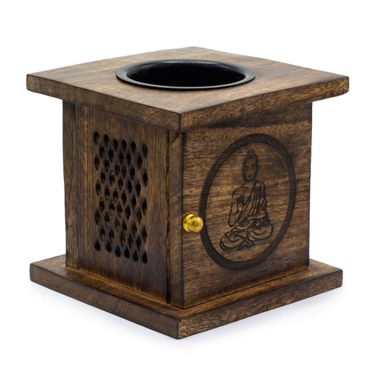 Polished Large Mango Box Burner - Buddha featuring natural patterning and unique variations - Luna Panther