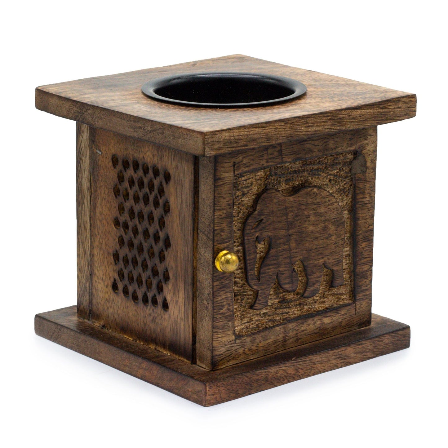 Polished Large Mango Box Burner - Elephant featuring natural patterning and unique variations - Luna Panther