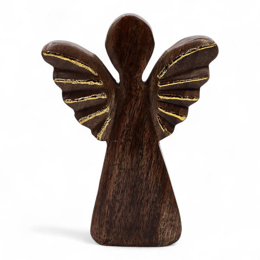 Large Mango Wood Angel – Gold Decor - Luna Panther