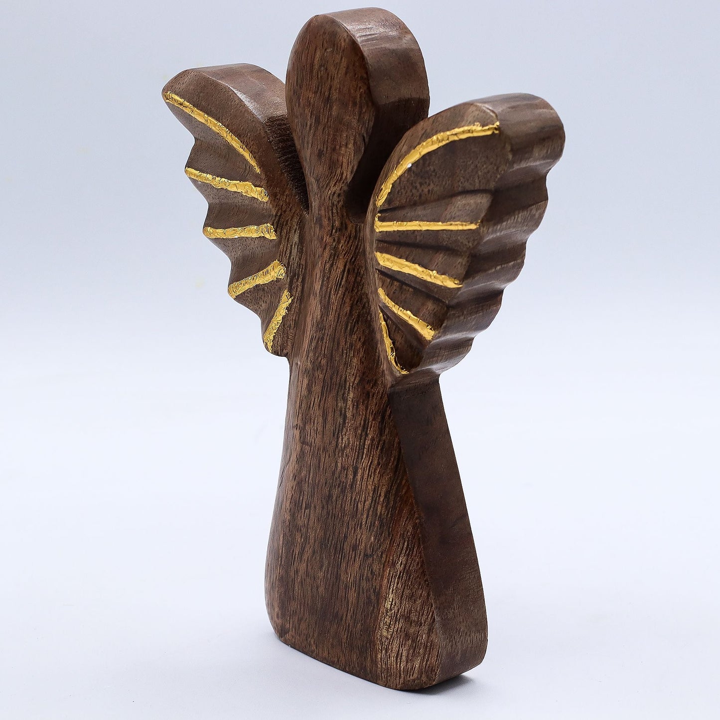 Large Mango Wood Angel – Gold Decor — sculptures & statues, image 3 of 8.