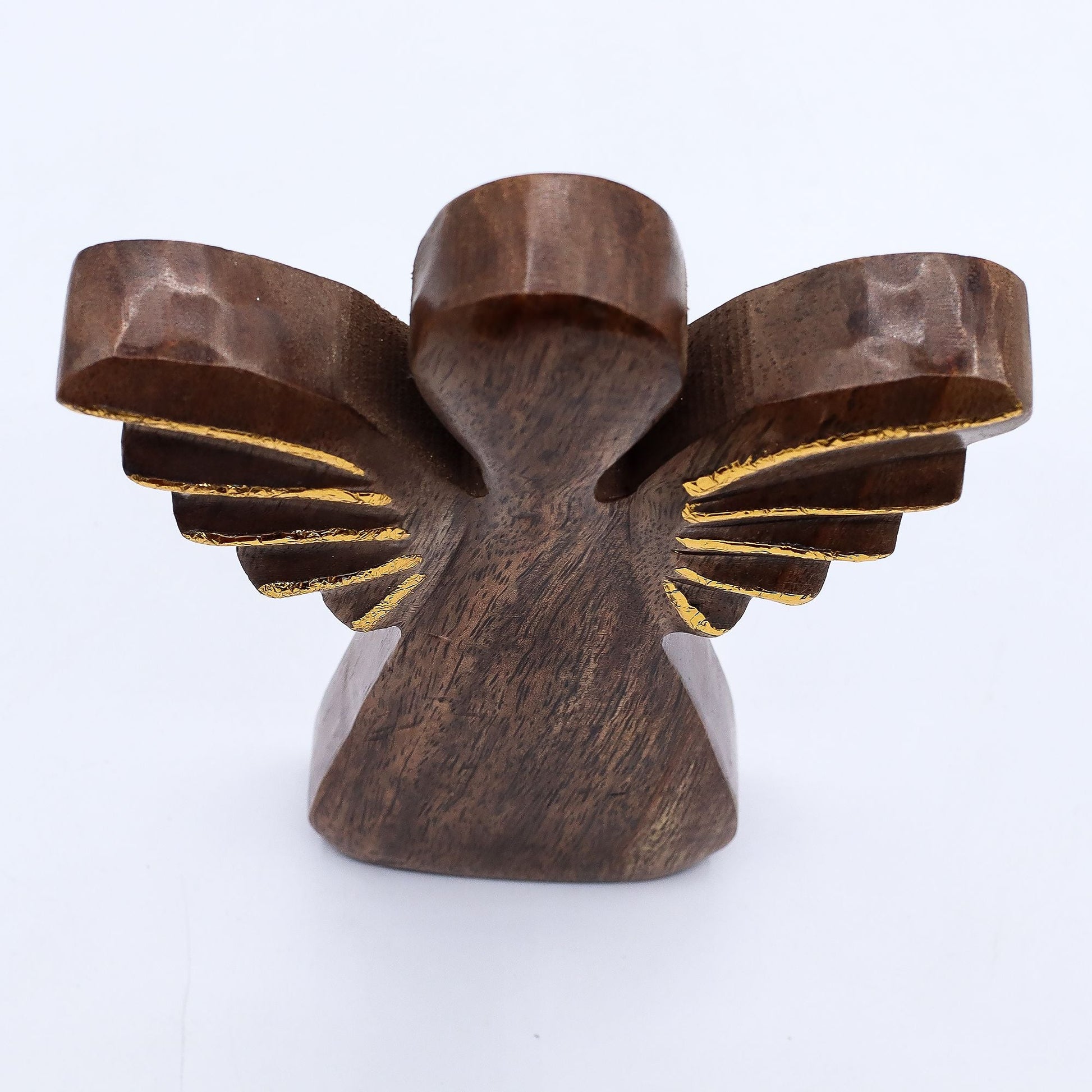 Large Mango Wood Angel – Gold Decor — sculptures & statues, image 7 of 8.