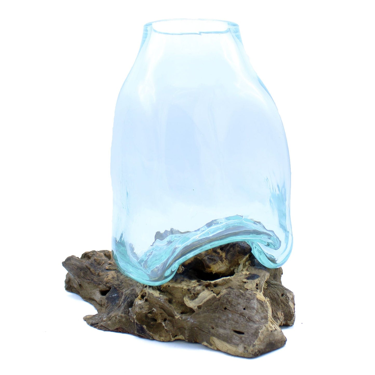 Large Molten Glass Vase - Terrarium Jar on Wood - Luna Panther