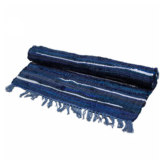 Polished Large Rag Rug - 150x90cm - premium quality - Charcoal Greys featuring natural patterning and unique variations - Luna Panther