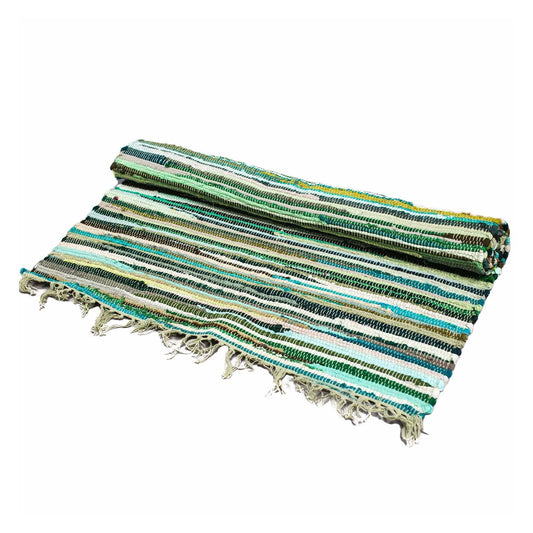 Polished Large Rag Rug - 150x90cm - premium quality - Natural Greens featuring natural patterning and unique variations - Luna Panther
