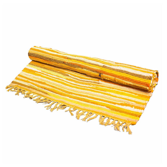 Polished Large Rag Rug - 150x90cm - premium quality - Sunrise Oranges featuring natural patterning and unique variations - Luna Panther