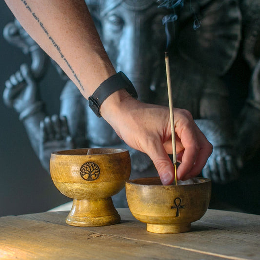 Large Ritual Bowl Incense Cone Holder 11x6cm - Om - Luna Panther alternate view