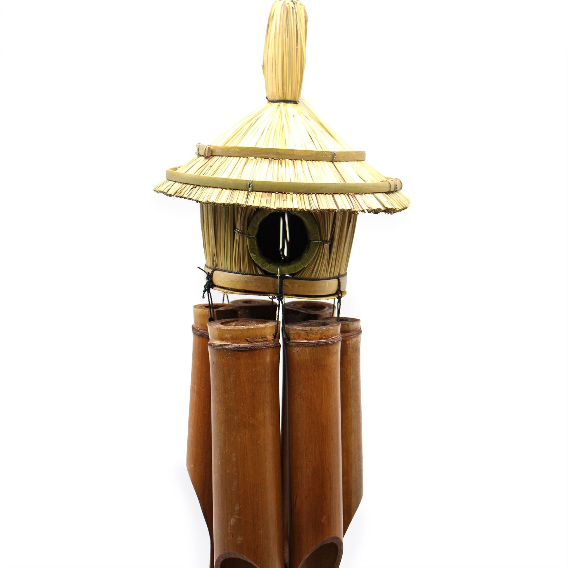 Large Round Seagrass Bird Box with Chimes 56x20cm - Luna Panther