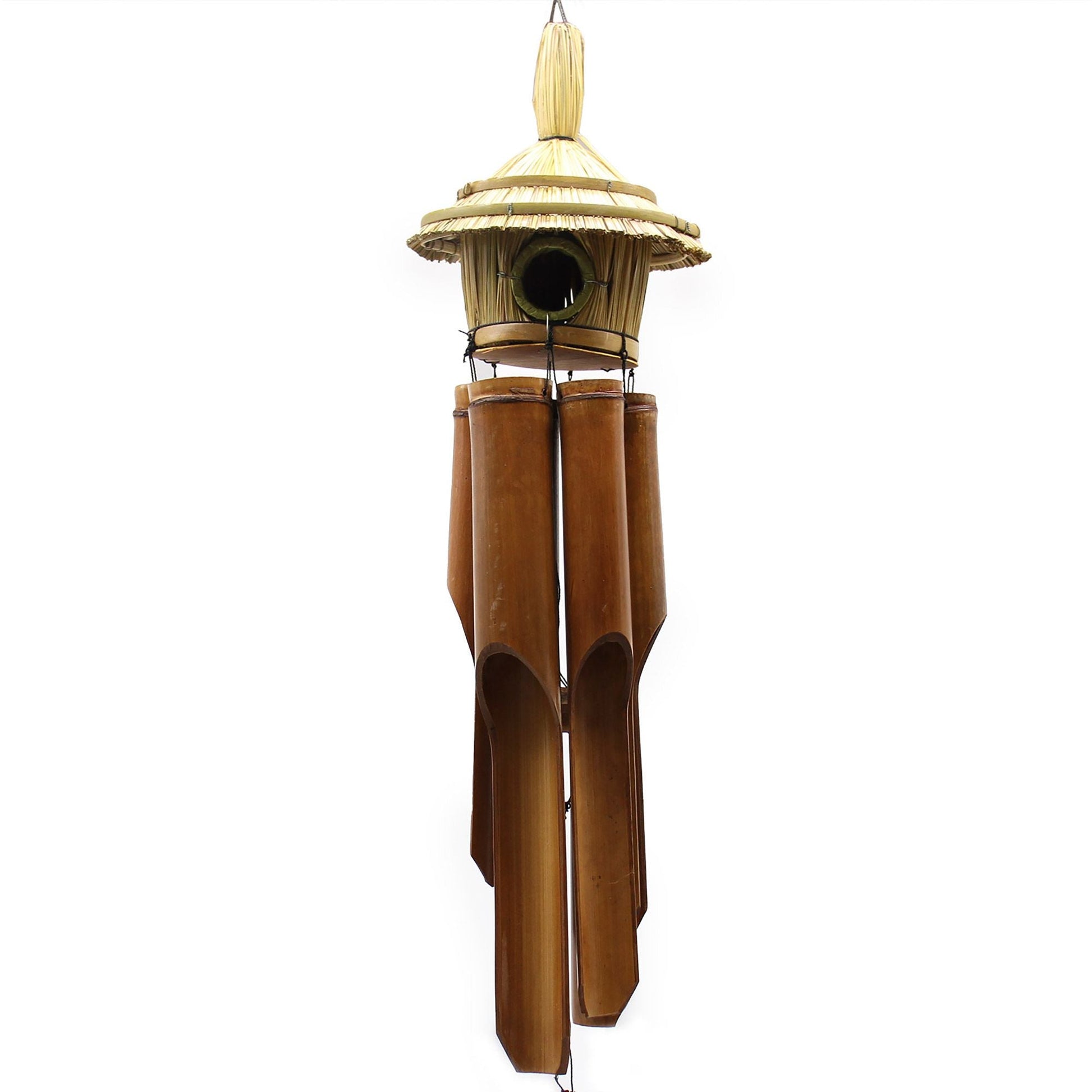 Large Round Seagrass Bird Box with Chimes 56x20cm - Luna Panther