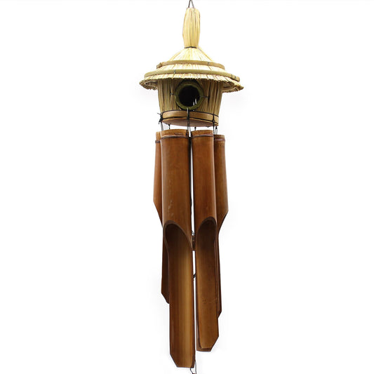 Large Round Seagrass Bird Box with Chimes 56x20cm - Luna Panther alternate view