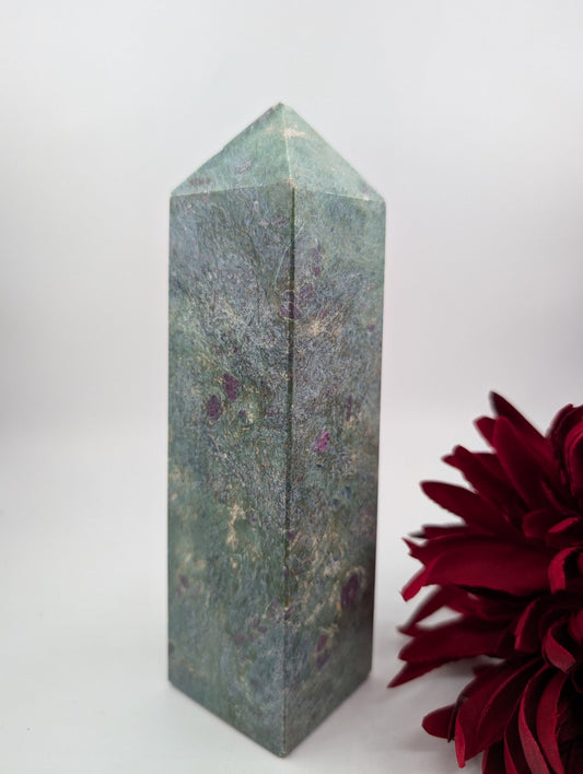 Polished Large Ruby Fuchsite Tower 1090g featuring natural patterning and unique variations - Luna Panther