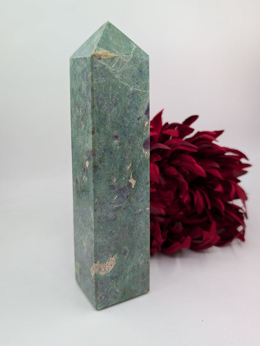 Polished Large Ruby Fuchsite Tower 805g featuring natural patterning and unique variations - Luna Panther