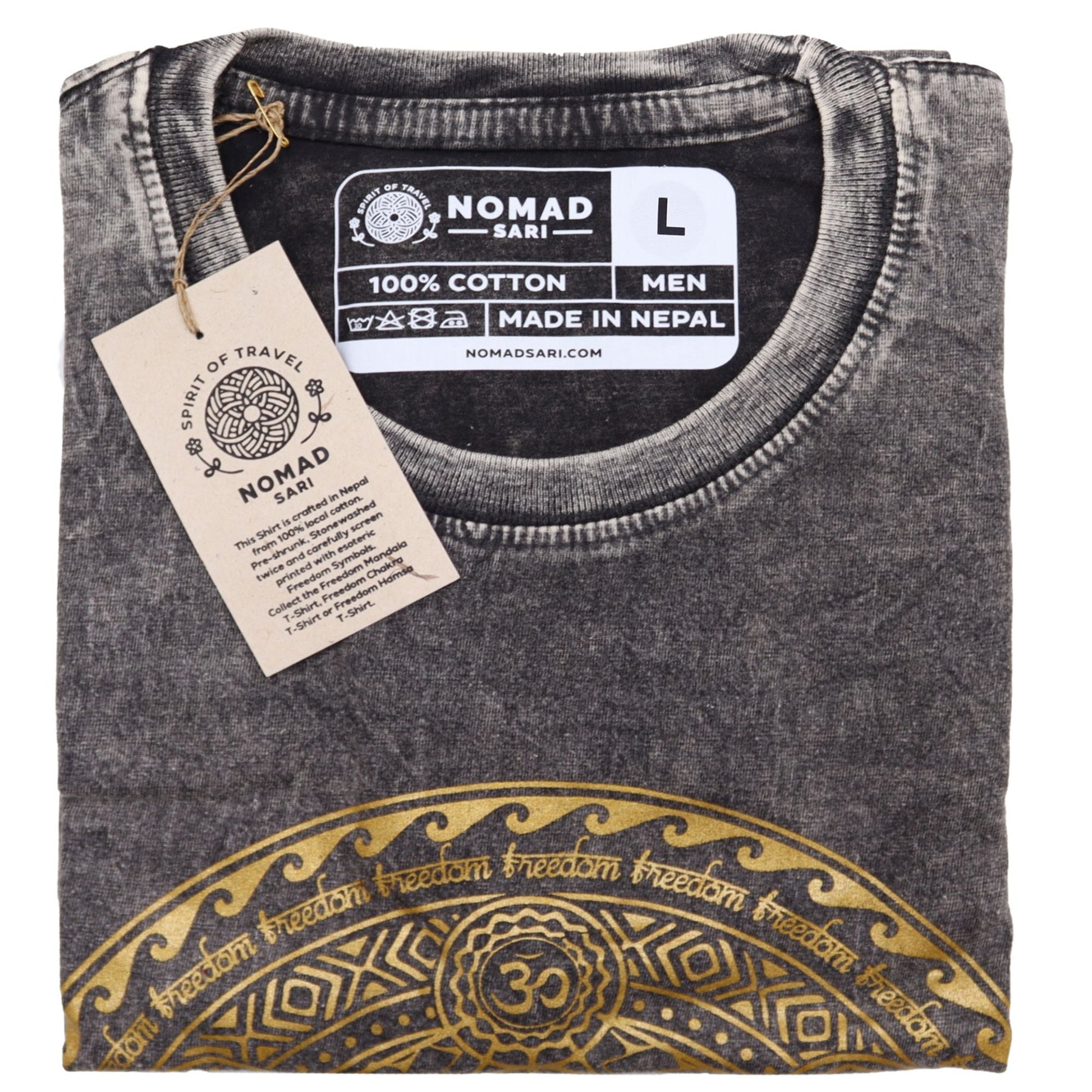 Polished Large Stone Washed T-Shirt - Chakra - Dark Grey featuring natural patterning and unique variations - Luna Panther