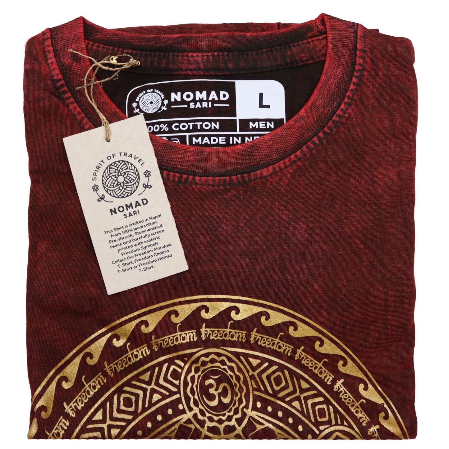 Polished Large Stone Washed T-Shirt - Chakra - Maroon featuring natural patterning and unique variations - Luna Panther