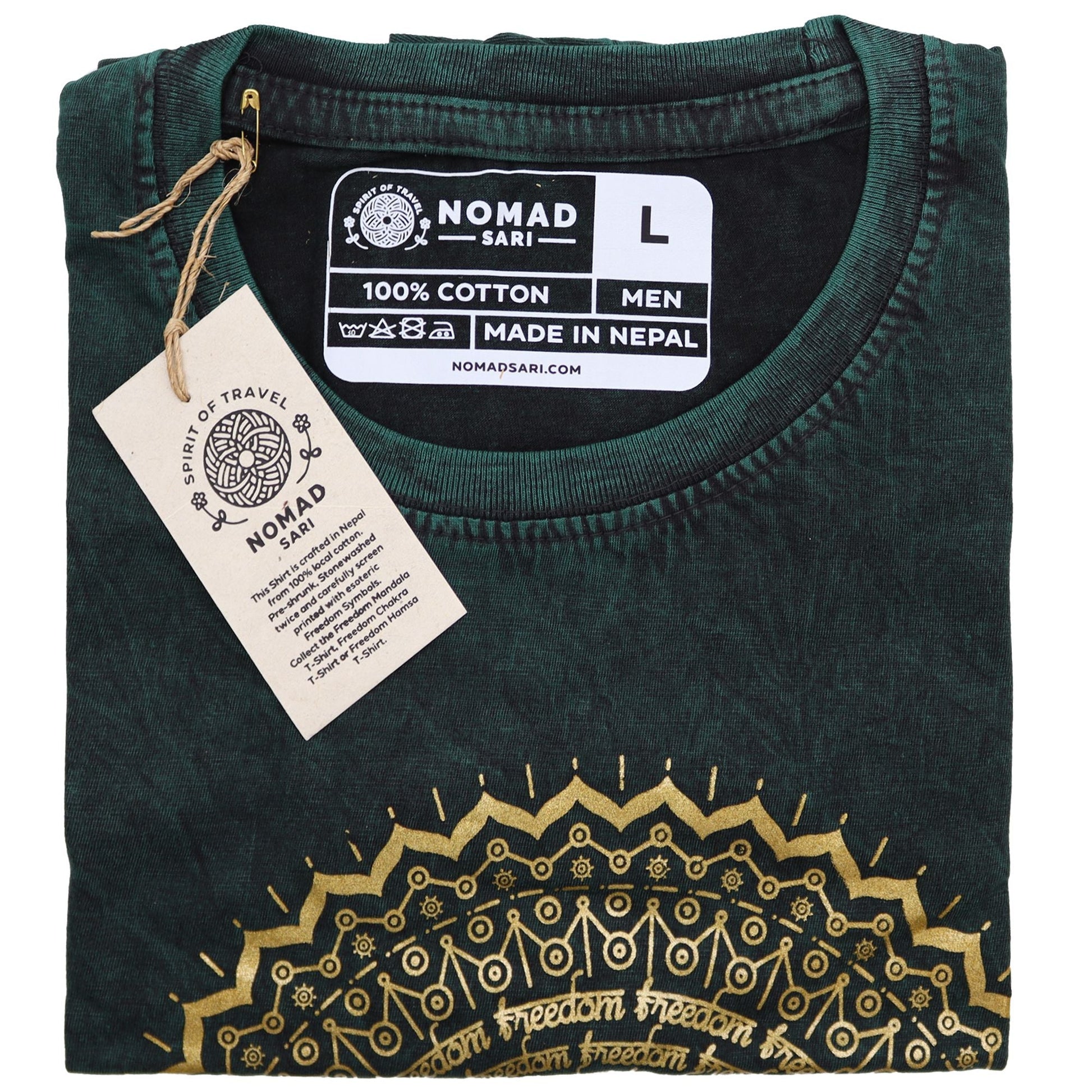 Polished Large Stone Washed T-Shirt - Mandala - Green featuring natural patterning and unique variations - Luna Panther