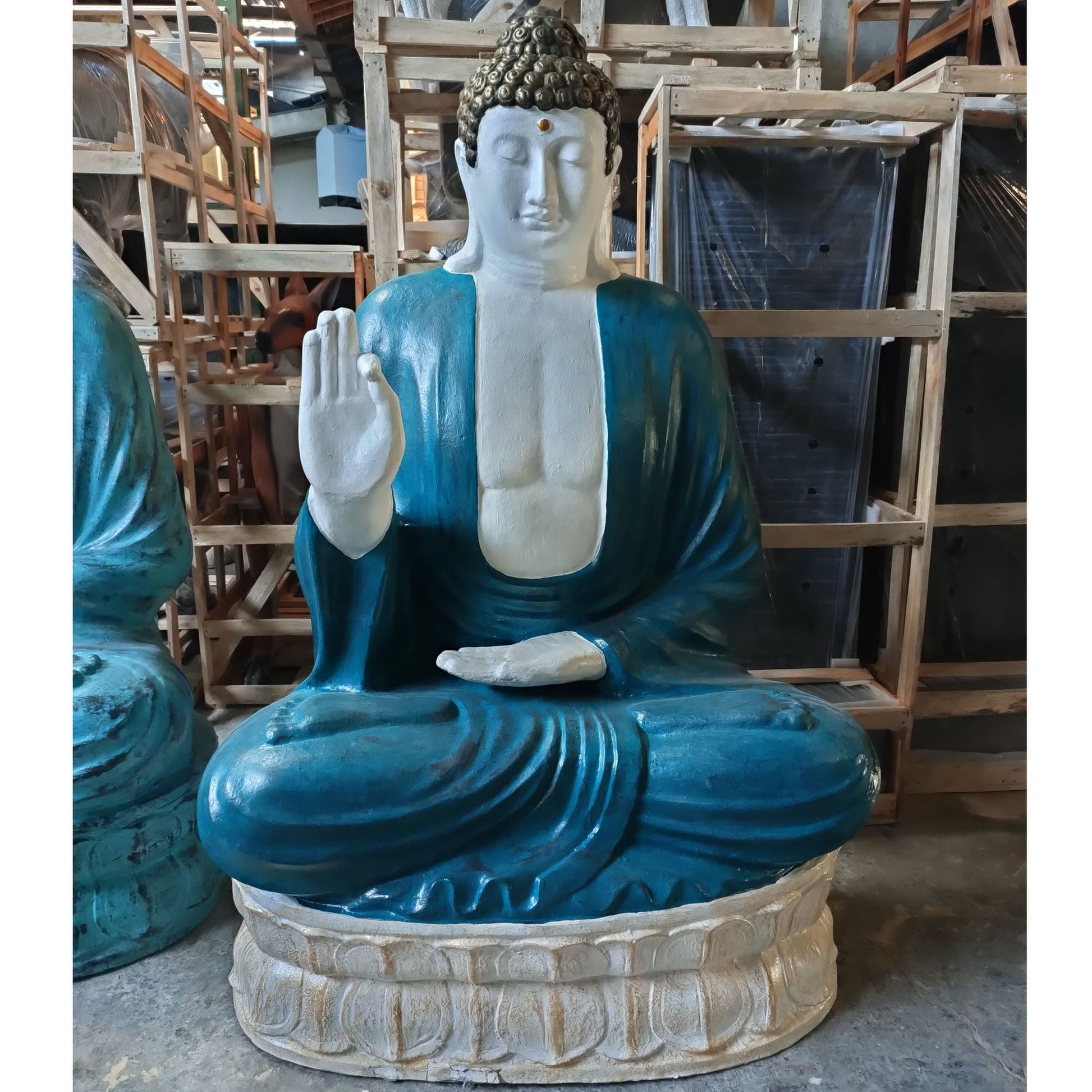 Polished Large Turquoise & Stone Thai Buddha - 0.96m featuring natural patterning and unique variations - Luna Panther
