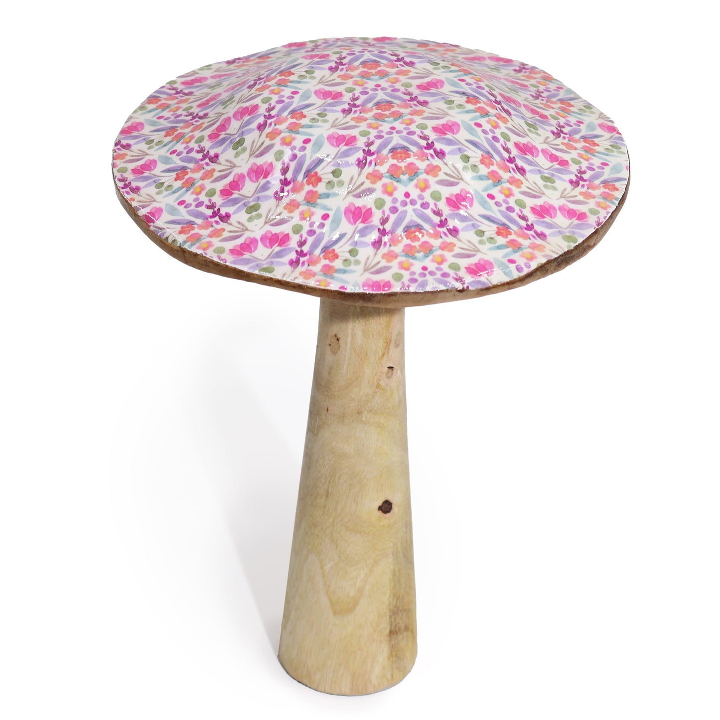 Large Wooden Mushroom - Pretty Floral - Luna Panther