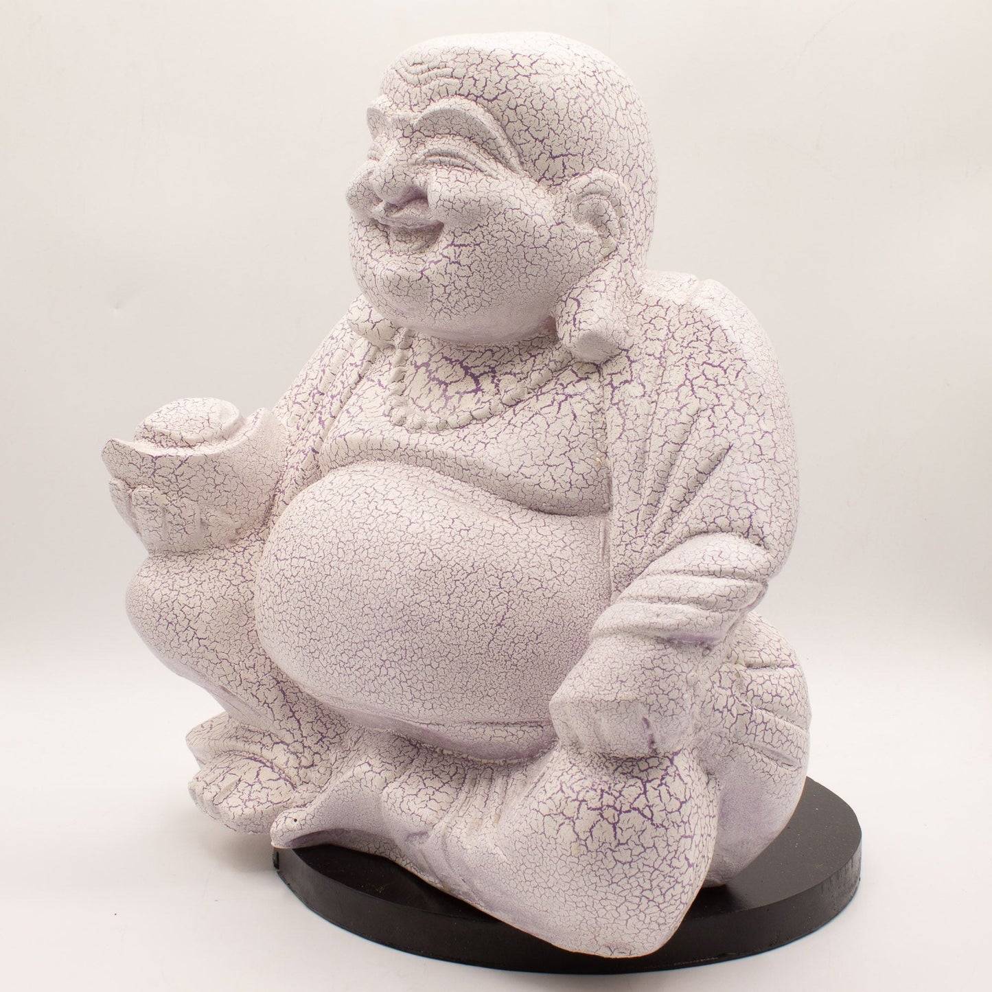 Laughing Buddha Lamp Lavender Crackle - Round Stand - Luna Panther