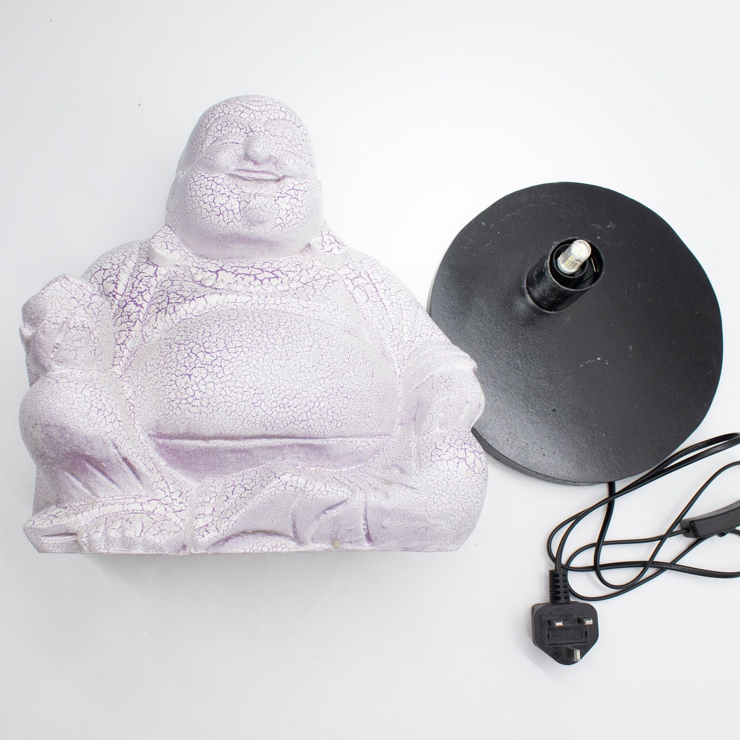 Laughing Buddha Lamp Lavender Crackle - Round Stand - Luna Panther