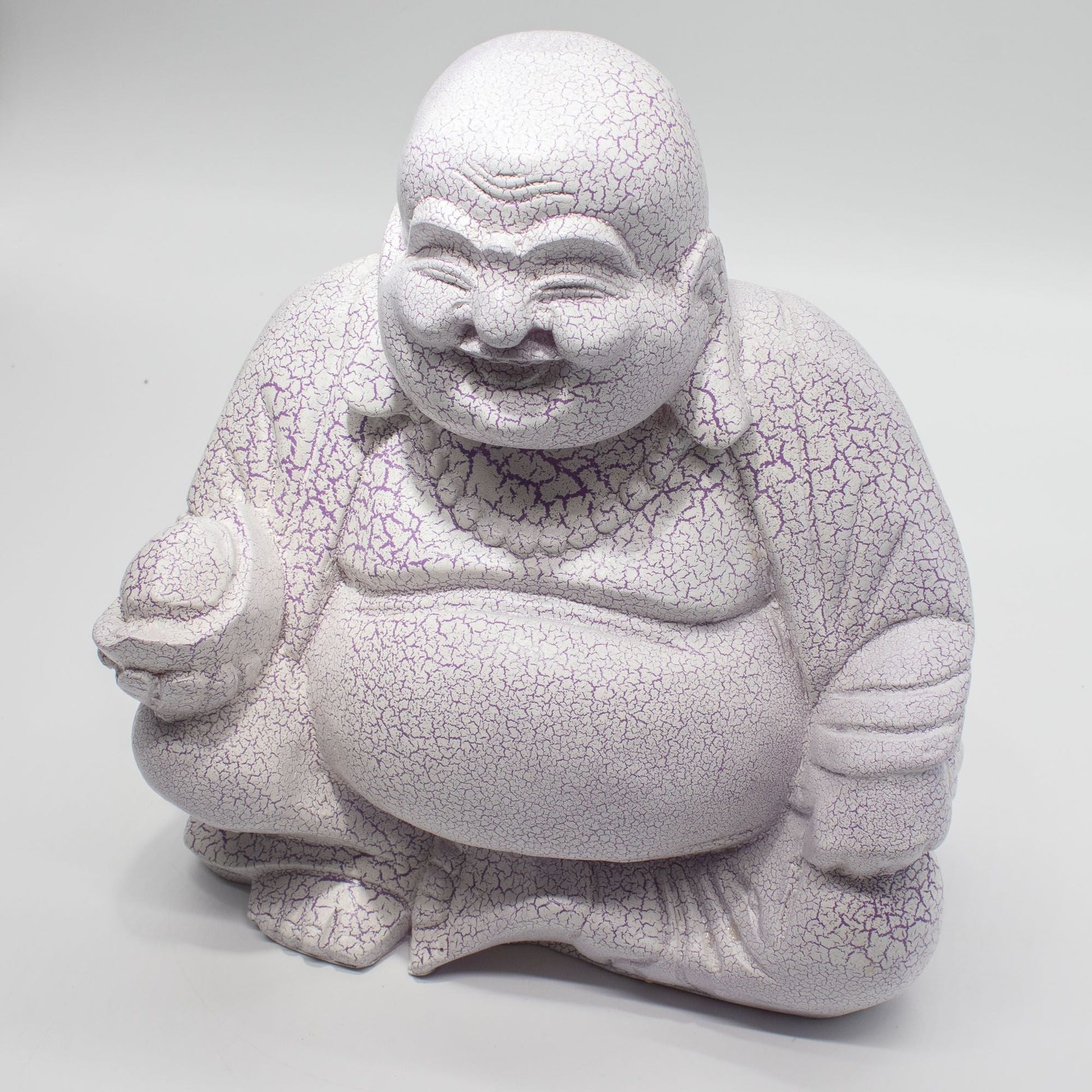 Laughing Buddha Lamp Lavender Crackle - Round Stand - Luna Panther