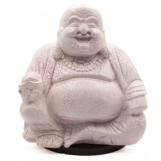 Laughing Buddha Lamp Lavender Crackle - Round Stand - Luna Panther alternate view