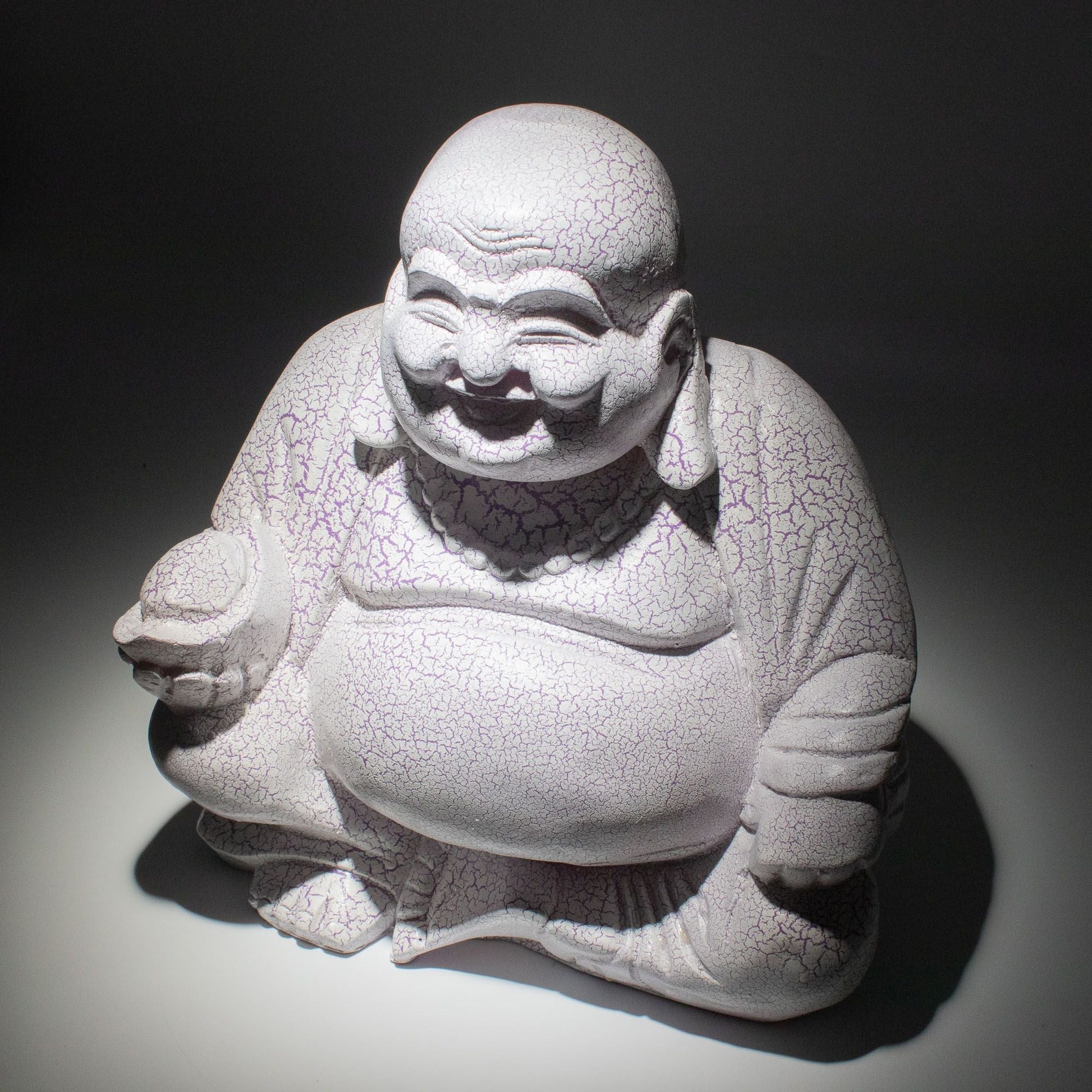 Laughing Buddha Lamp Lavender Crackle - Round Stand - Luna Panther
