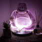 Laughing Buddha Lamp Lavender Crackle - Round Stand - Luna Panther