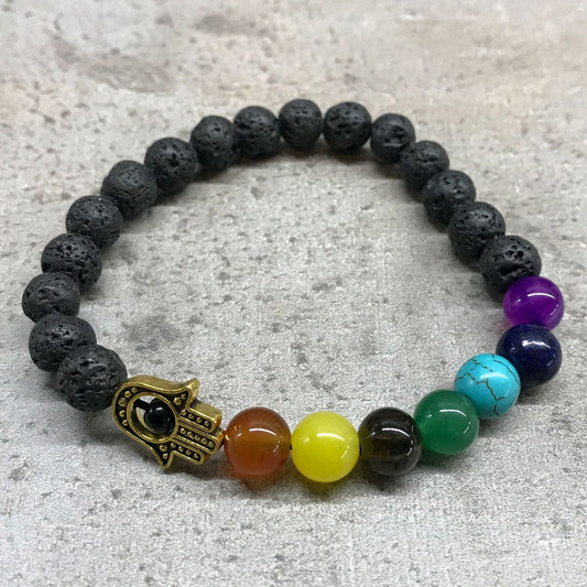 Lava Stone Bracelet - Hamsa Chakra - Luna Panther