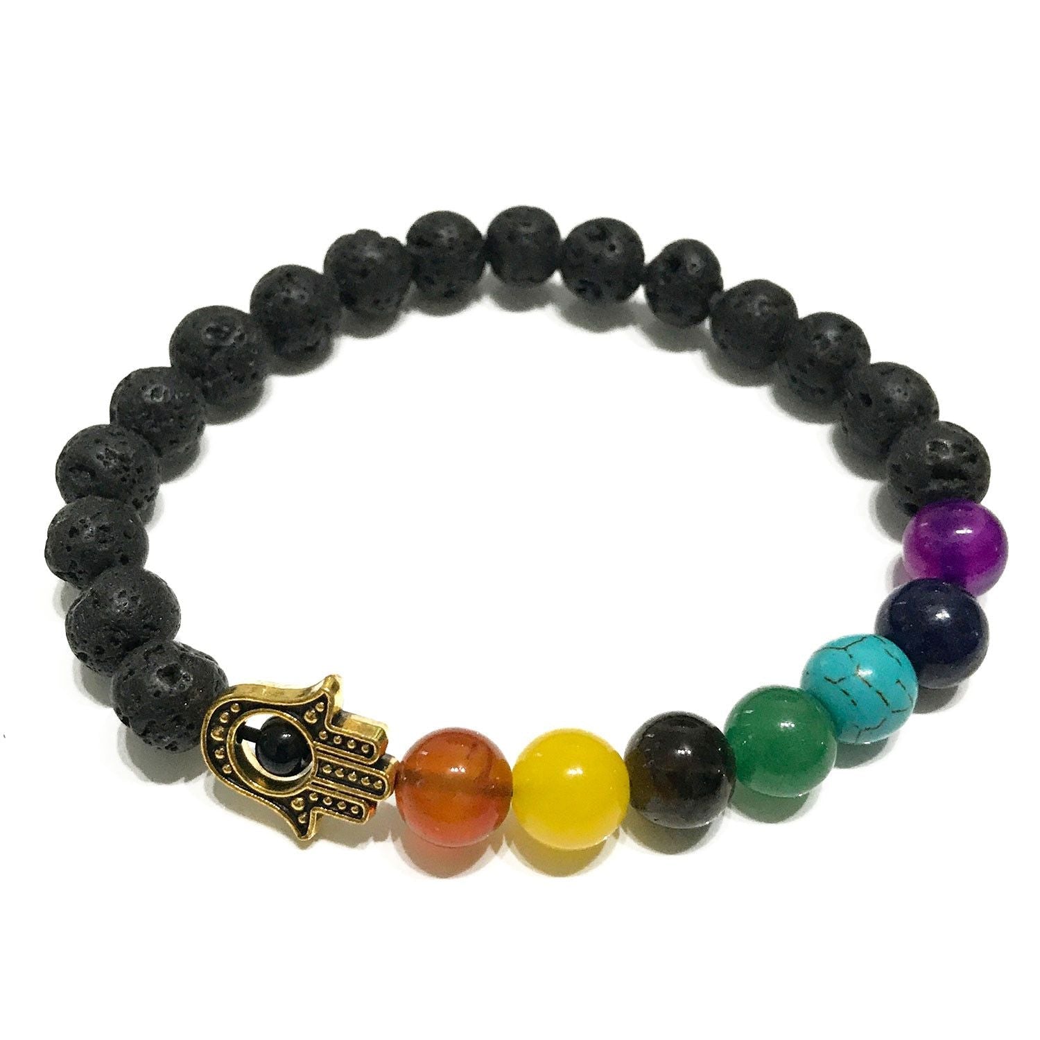 Lava Stone Bracelet - Hamsa Chakra - Luna Panther