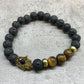 Lava Stone Bracelet - Hamsa Tiger - eye - Luna Panther