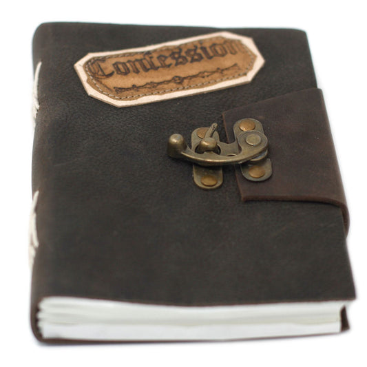 Leather Black Confessions with Lock Notebook (7x5") - Luna Panther alternate view