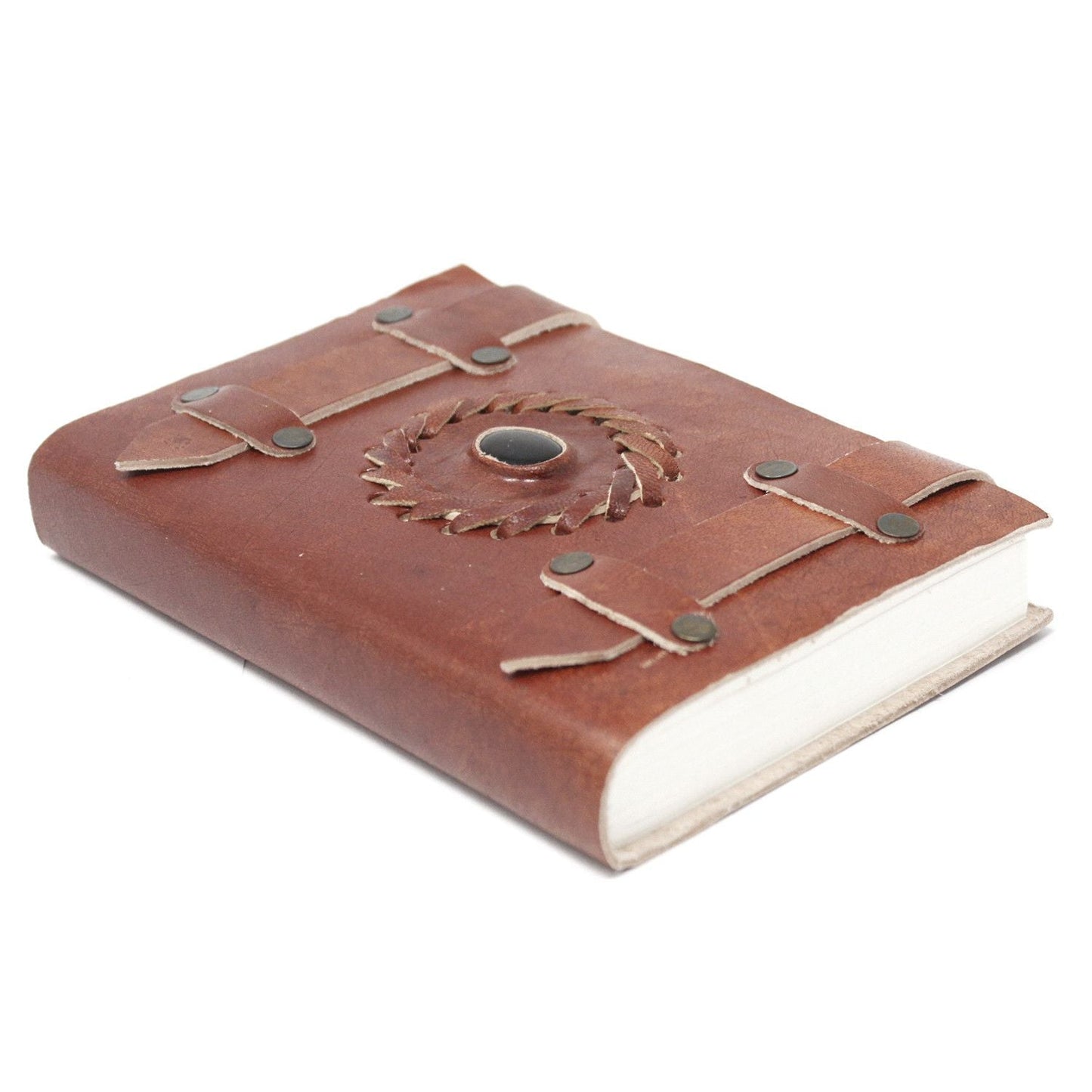 Leather Black Onyx with Belts Notebook (6x4") - Luna Panther