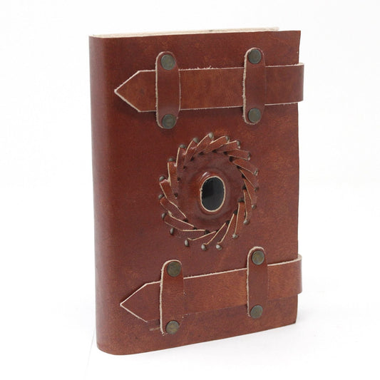 Leather Black Onyx with Belts Notebook (6x4") - Luna Panther