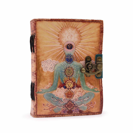 Leather "Buddha Seven Chakra" Deckle - edge Notebook - Luna Panther