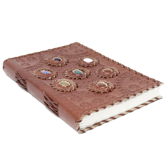 Leather Chakra Stone Notebook (6x9") - Luna Panther alternate view