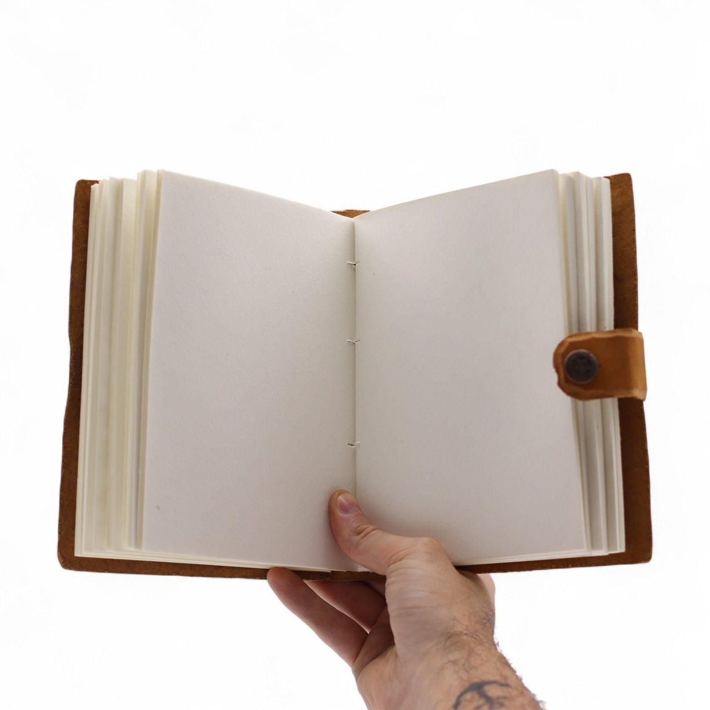 Leather Embossed Notebook - Tan Floral Pattern - 17.8×12.7 cm - Luna Panther