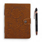 Leather Embossed Notebook - Tan Floral Pattern - 17.8×12.7 cm - Luna Panther