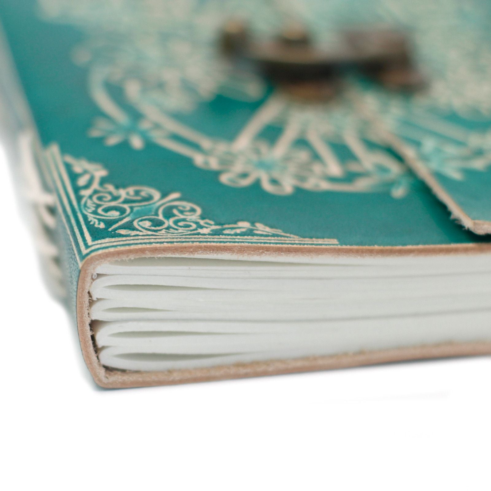 Leather Green Peace with Lock Notebook (7x5") - Luna Panther